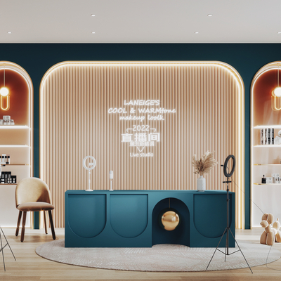  现代化妆品店直播间su模型 