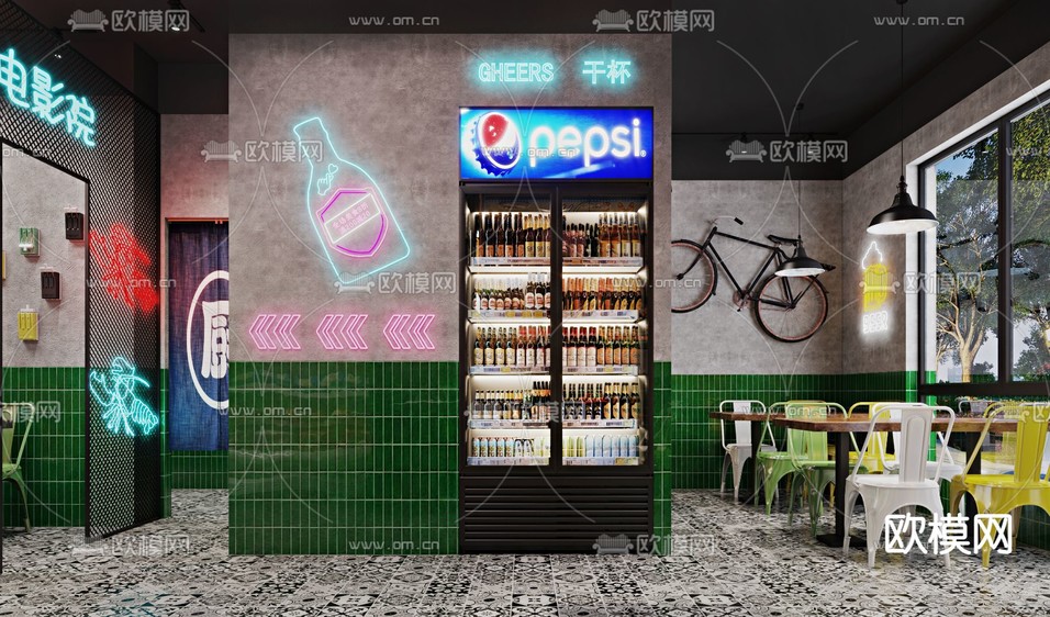 工业港式龙虾火锅店3d模型下载(渲染图3)