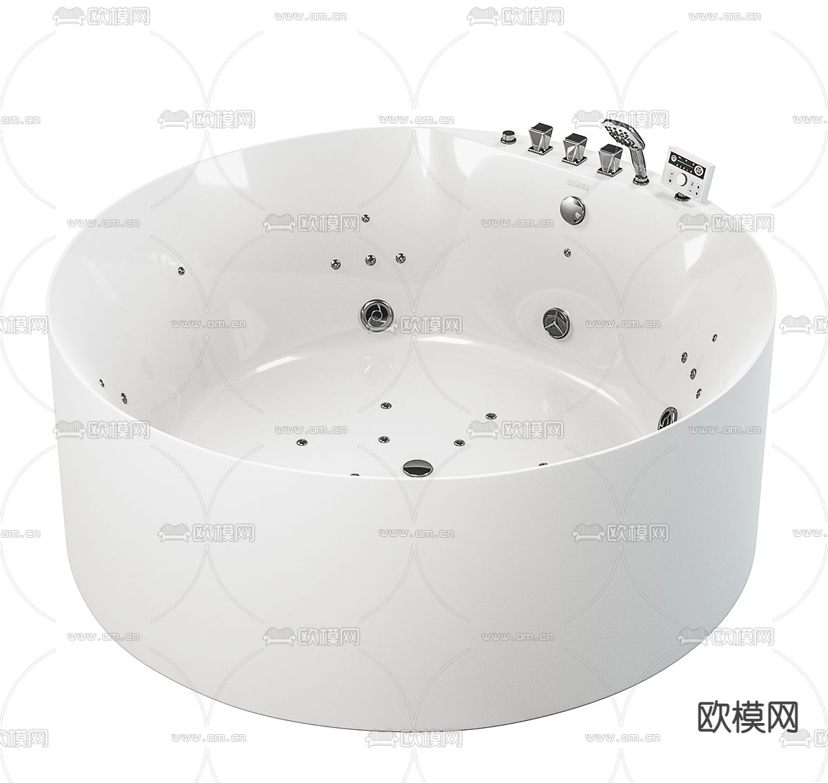 现代圆形浴缸su模型下载（渲染图1）