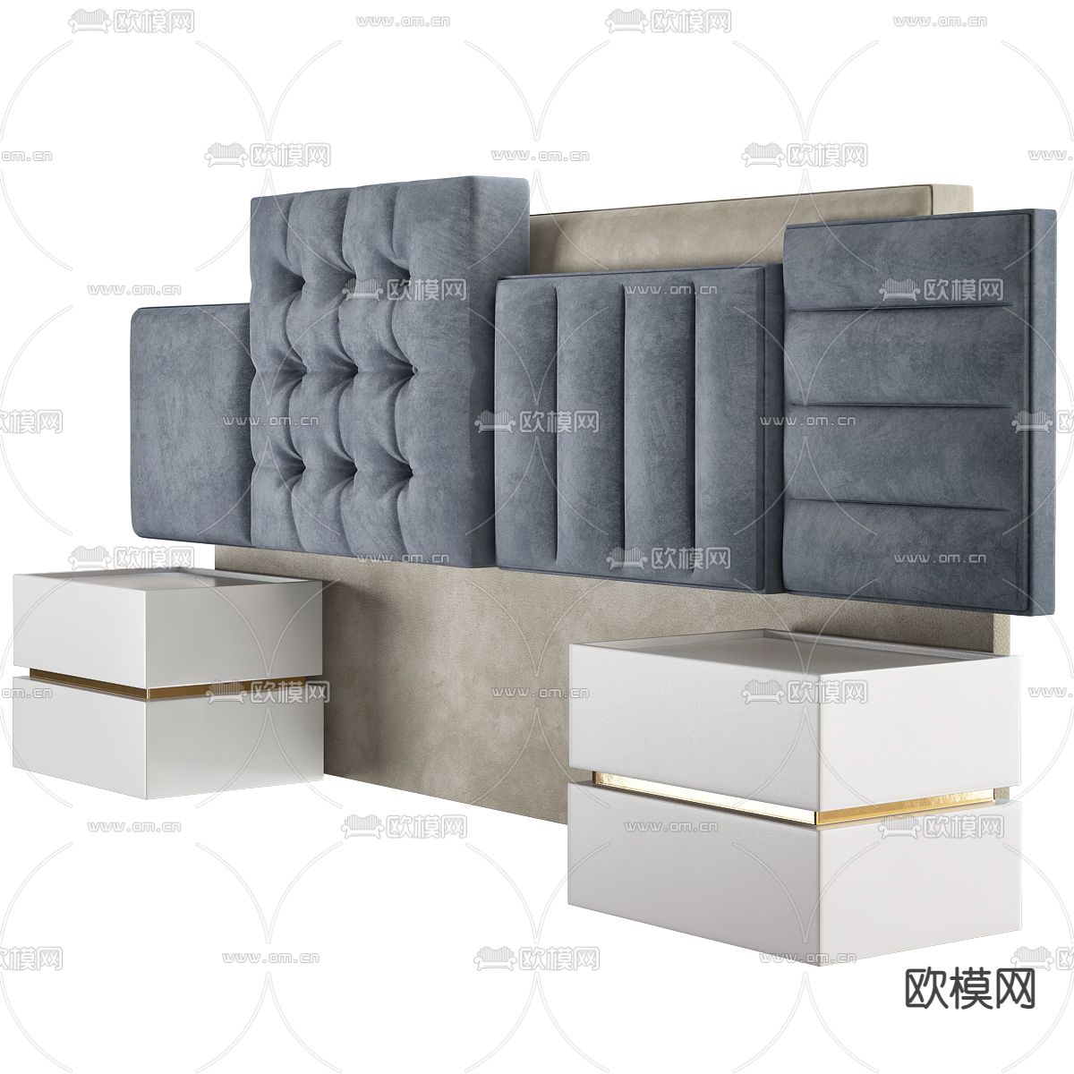 简欧轻奢床头软包3d模型