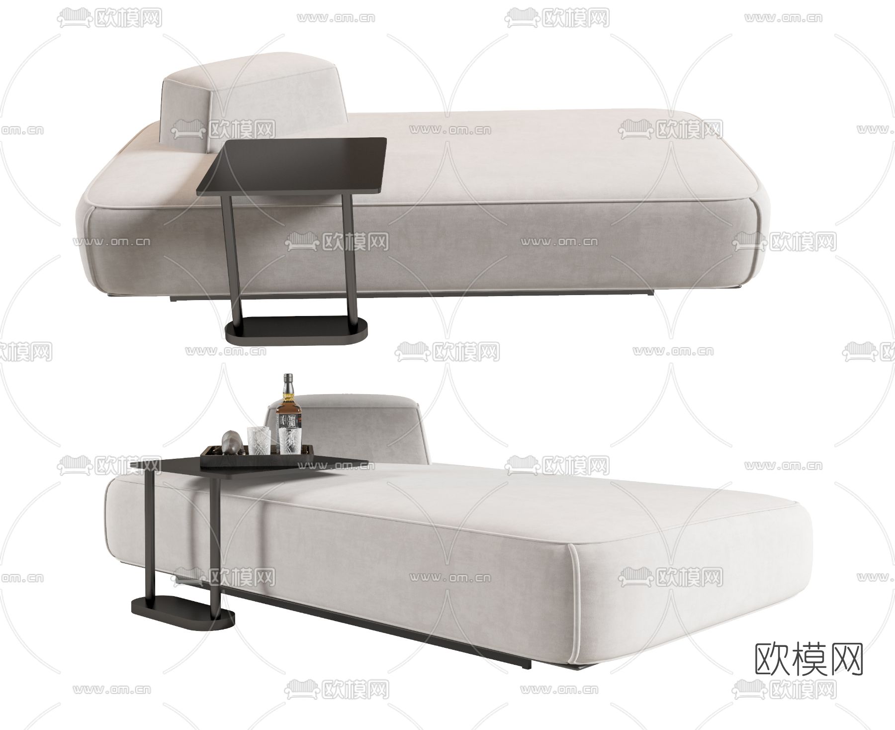 现代布艺脚踏3d模型下载