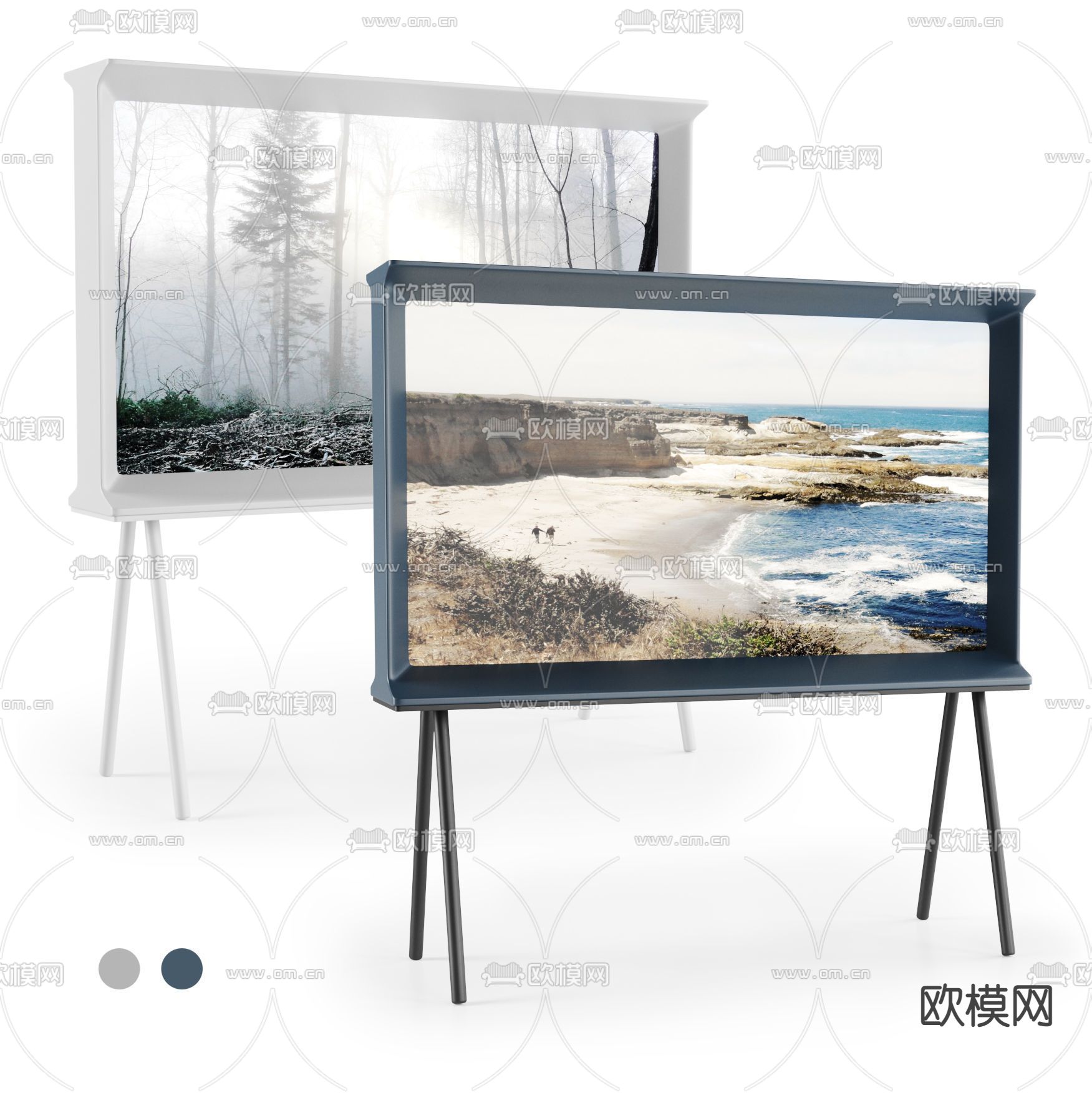 现代电视机3d模型下载（渲染图1）