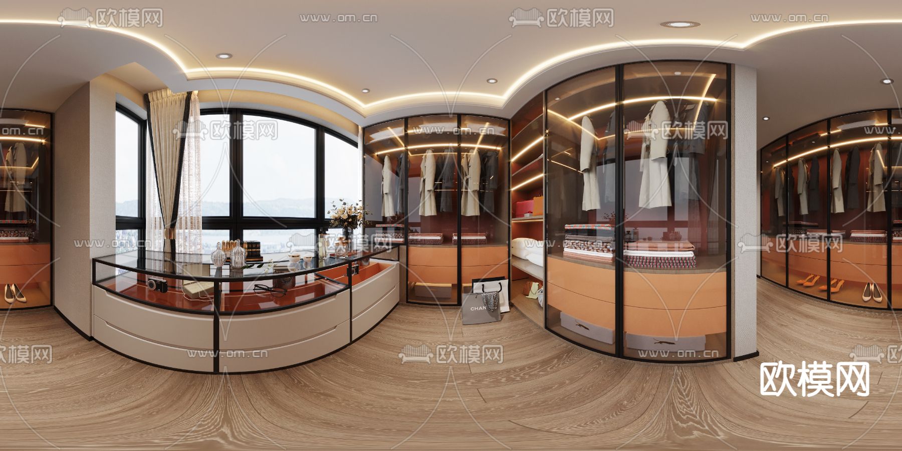 现代衣帽间cr全景3d模型