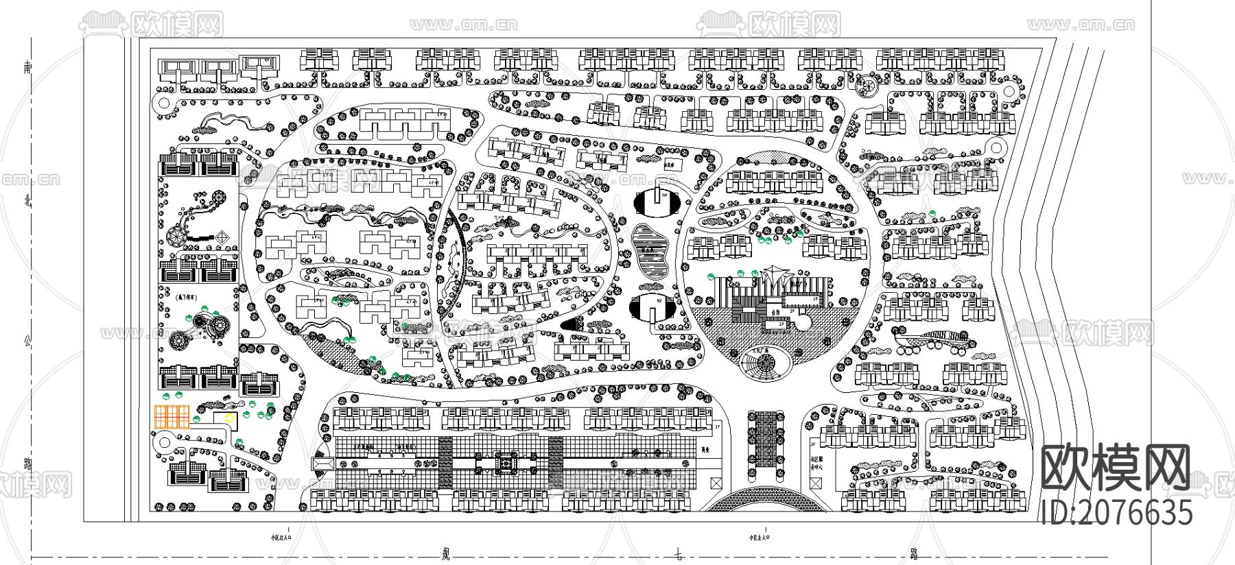 小区规划方案CAD施工图下载（渲染图2）