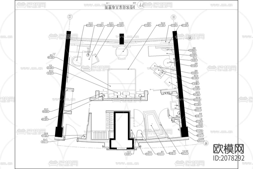 北京大酒店套房CAD装修图下载(渲染图1)