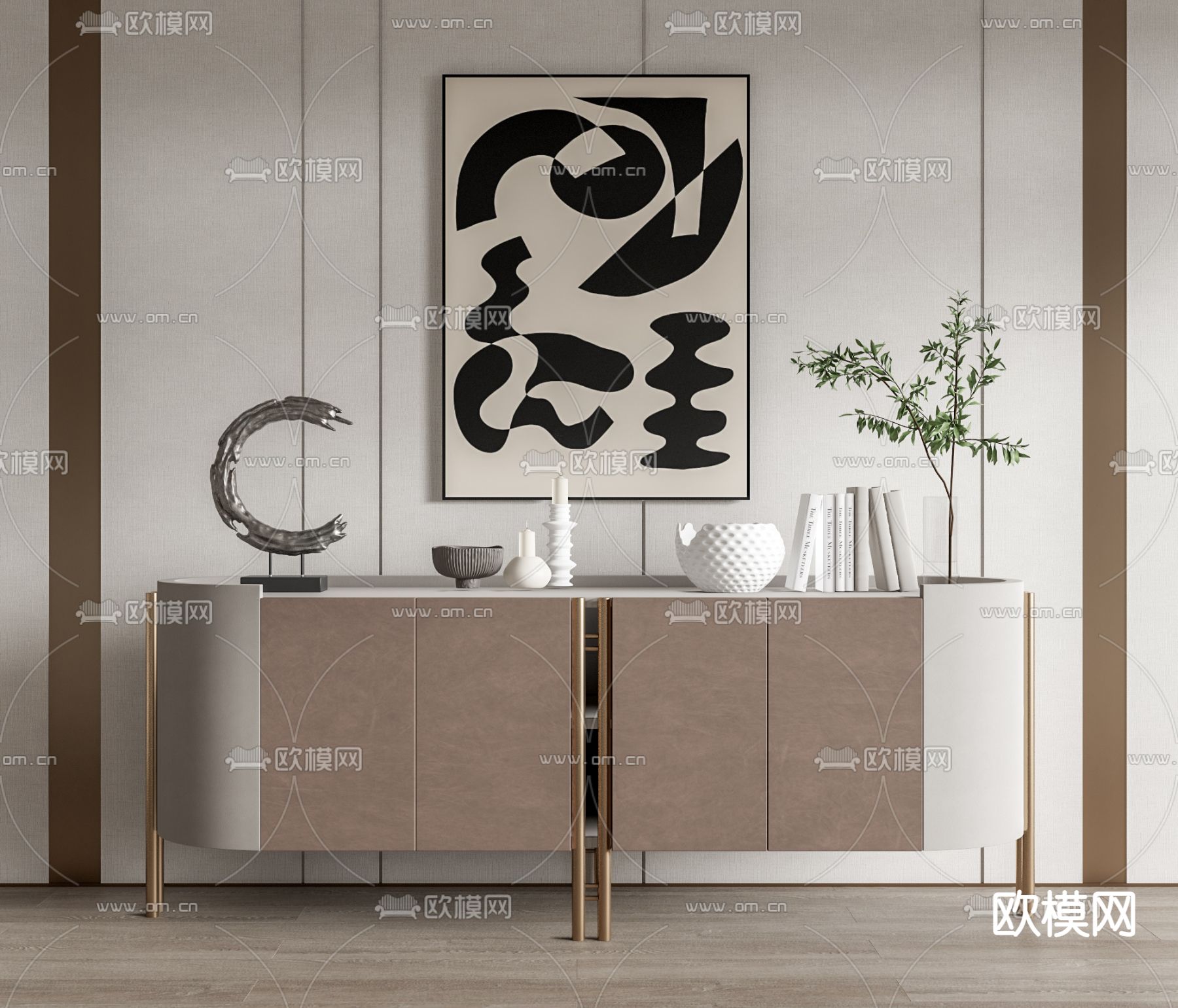 现代玄关柜su模型