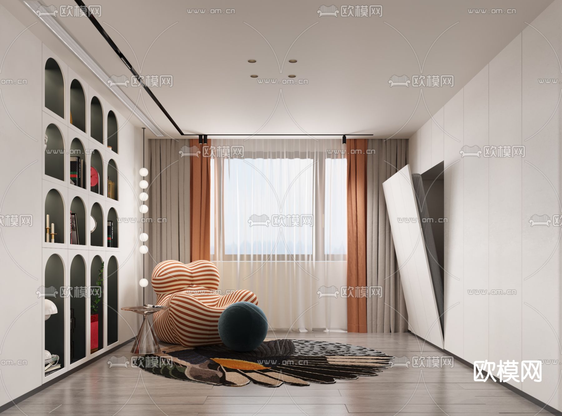 现代客厅餐厅3d模型下载（渲染图6）