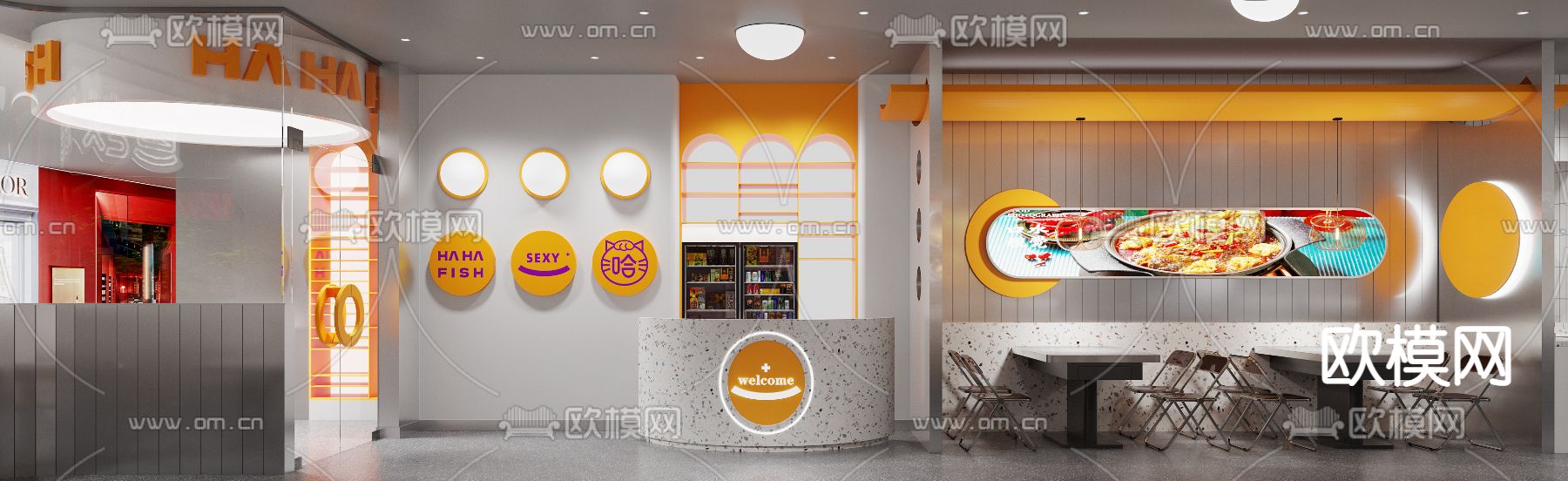 现代烤鱼店3d模型下载（渲染图2）