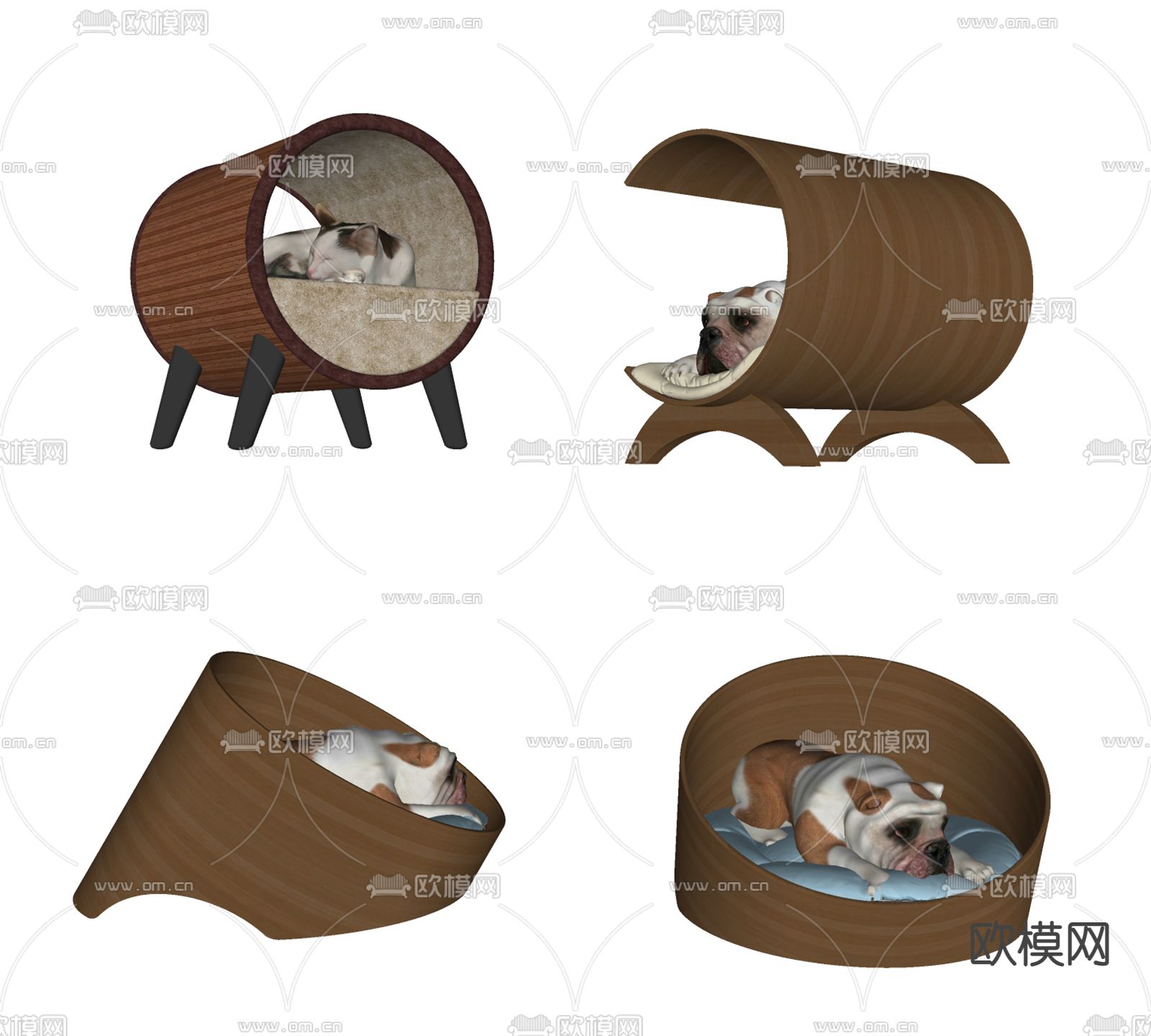 现代猫舍狗舍su模型