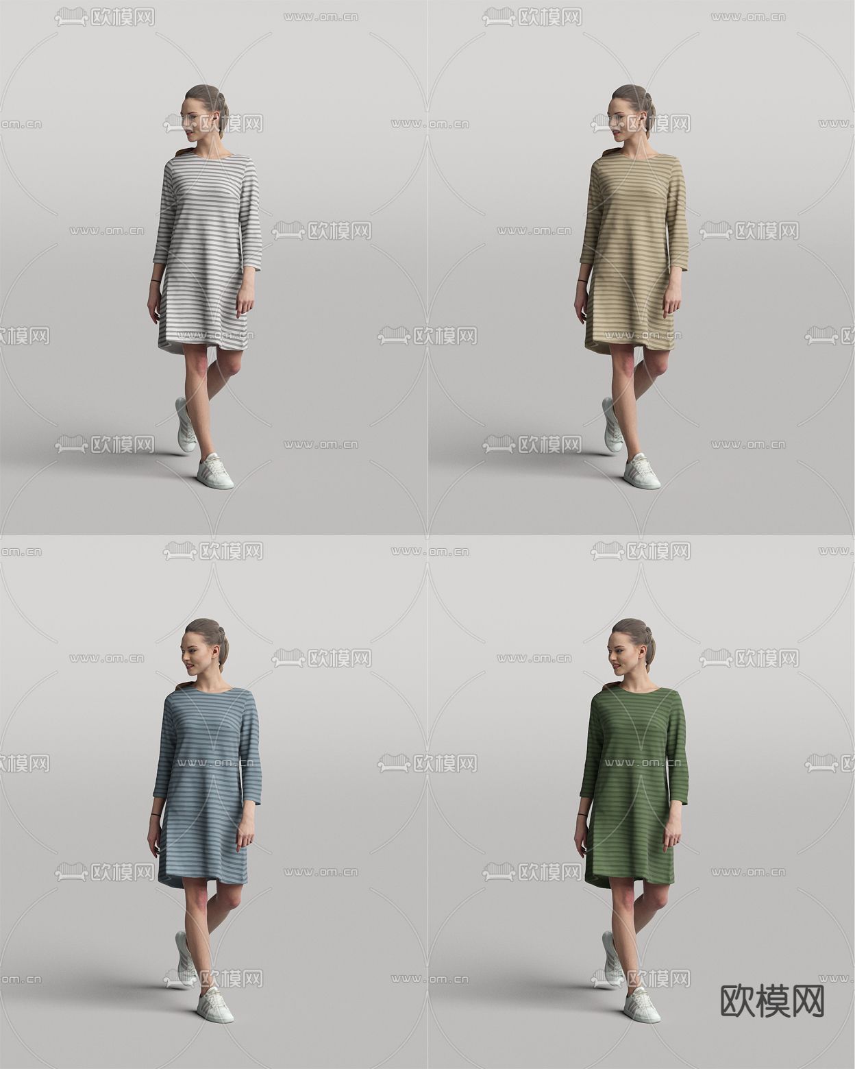 现代女性人物3d模型下载