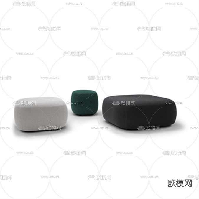现代简约布艺沙发凳免费3d模型