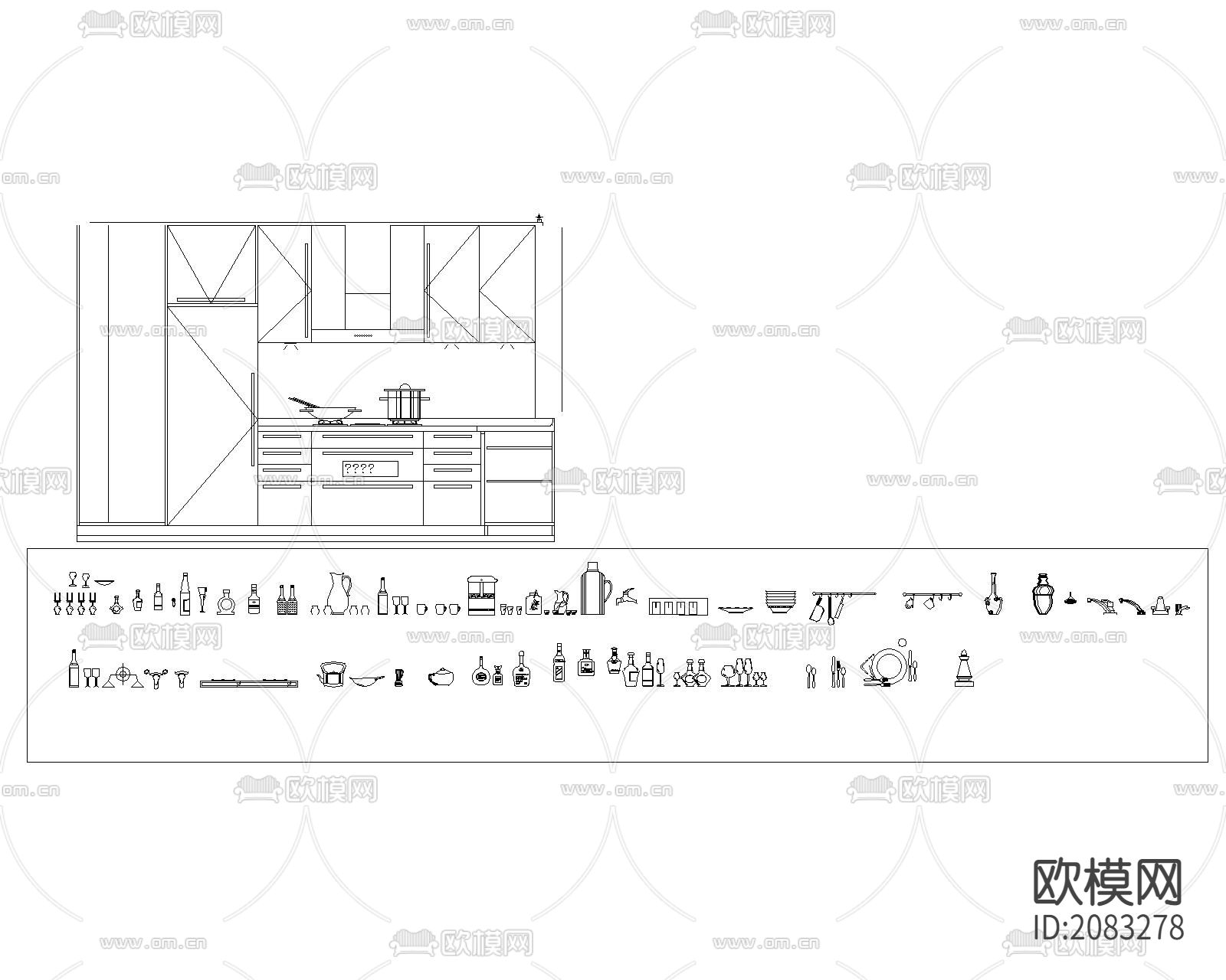 厨房厨具摆设CAD图块下载