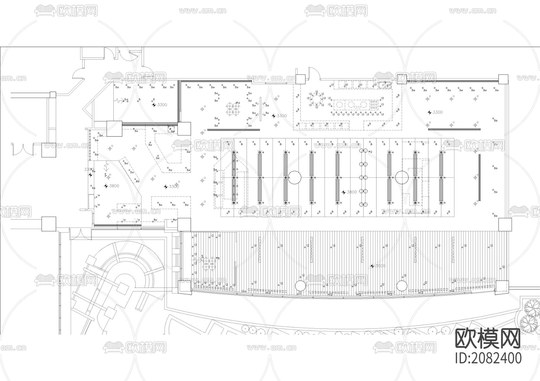 咖啡厅CAD全套施工图下载（渲染图2）