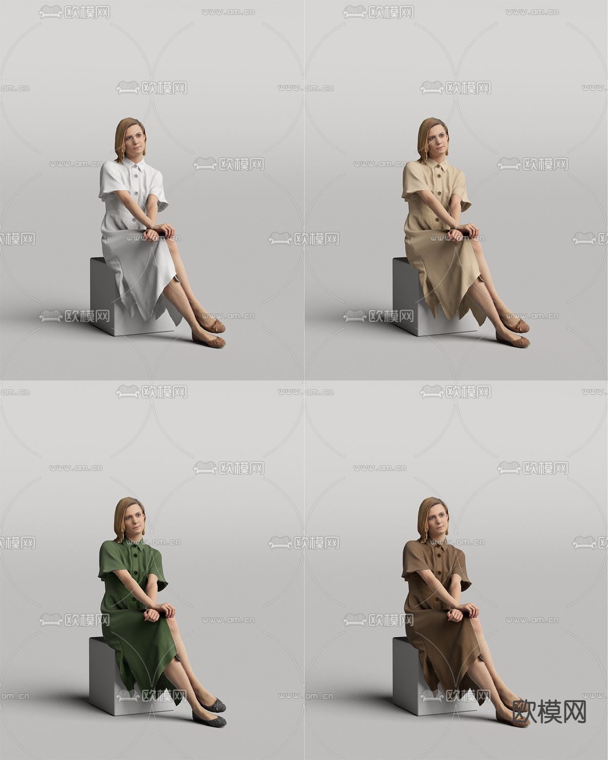 现代女性人物3d模型下载