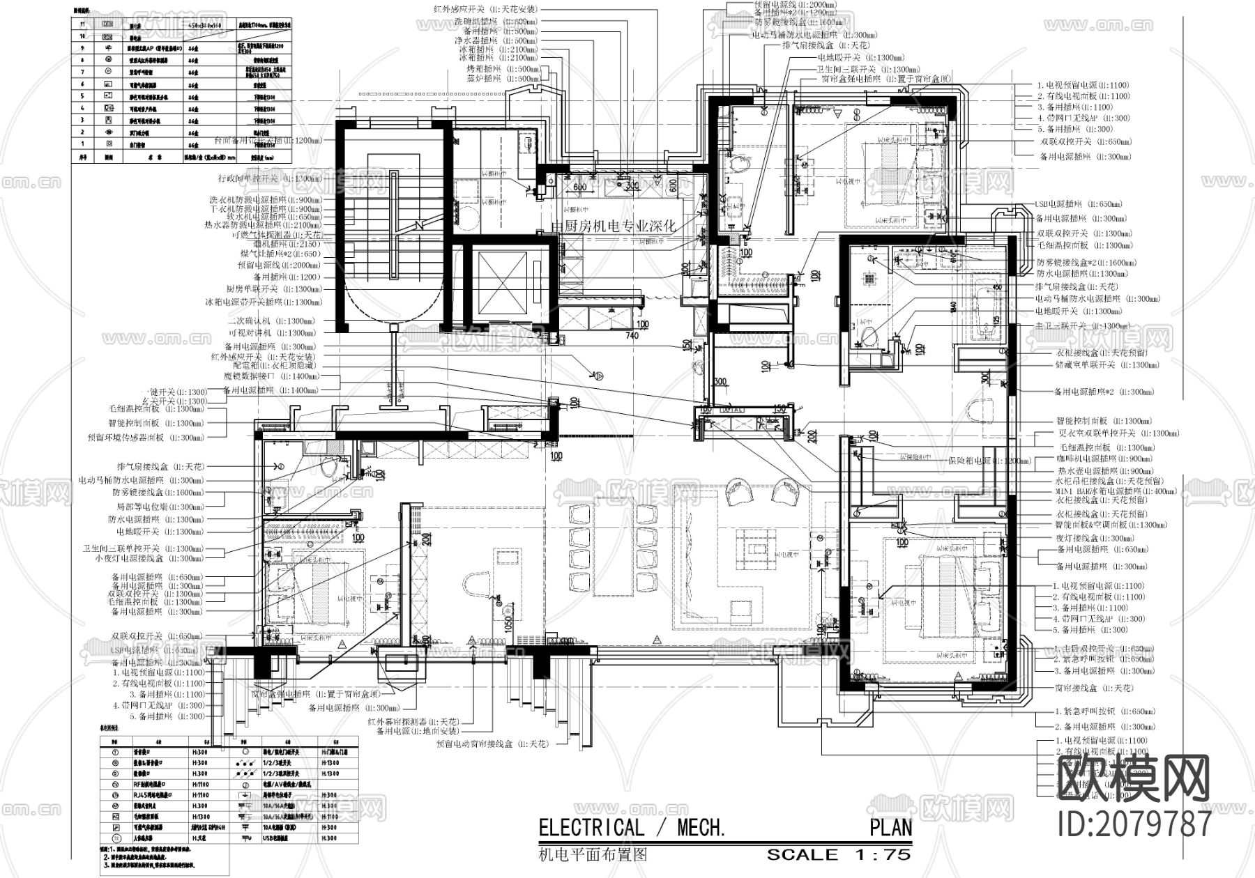 230㎡大平层家装CAD施工图下载（渲染图4）