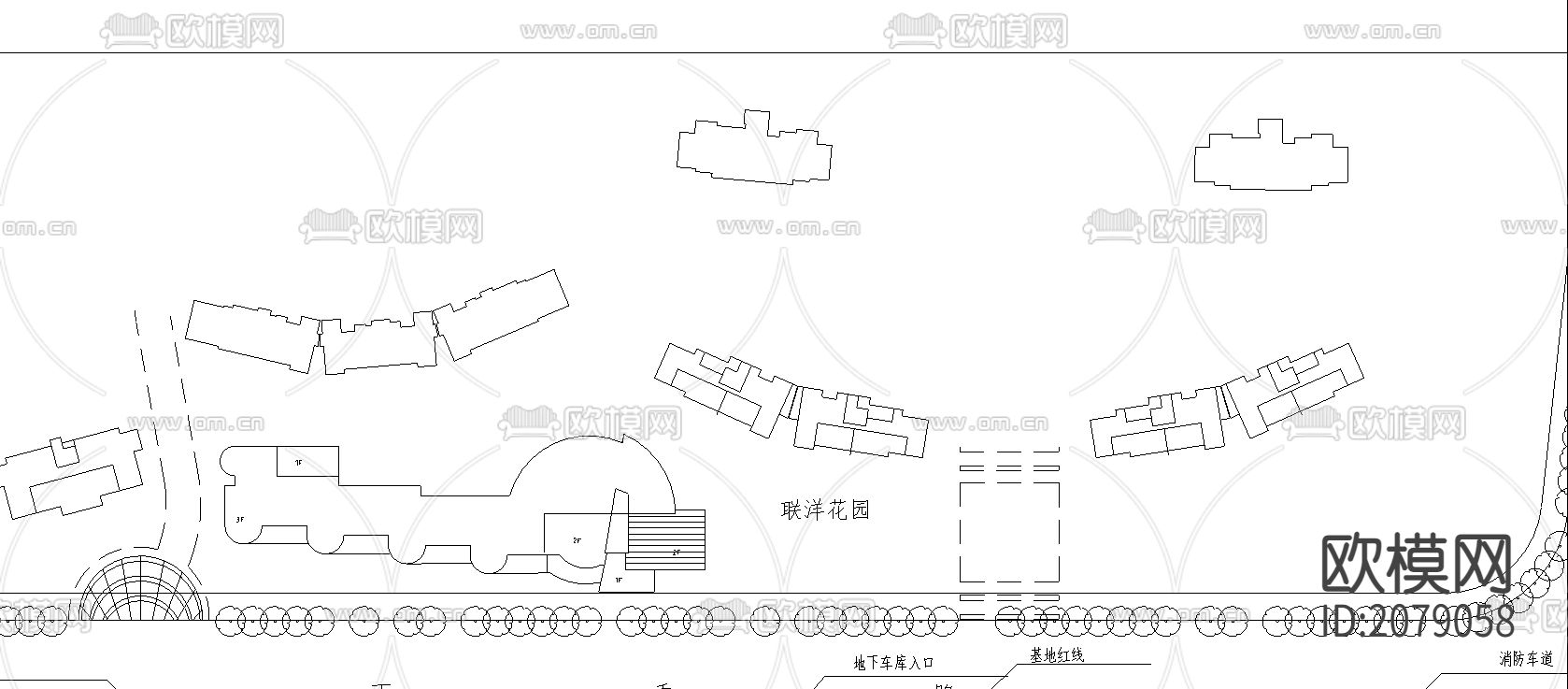 上海联洋花园规划CAD施工图下载（渲染图1）