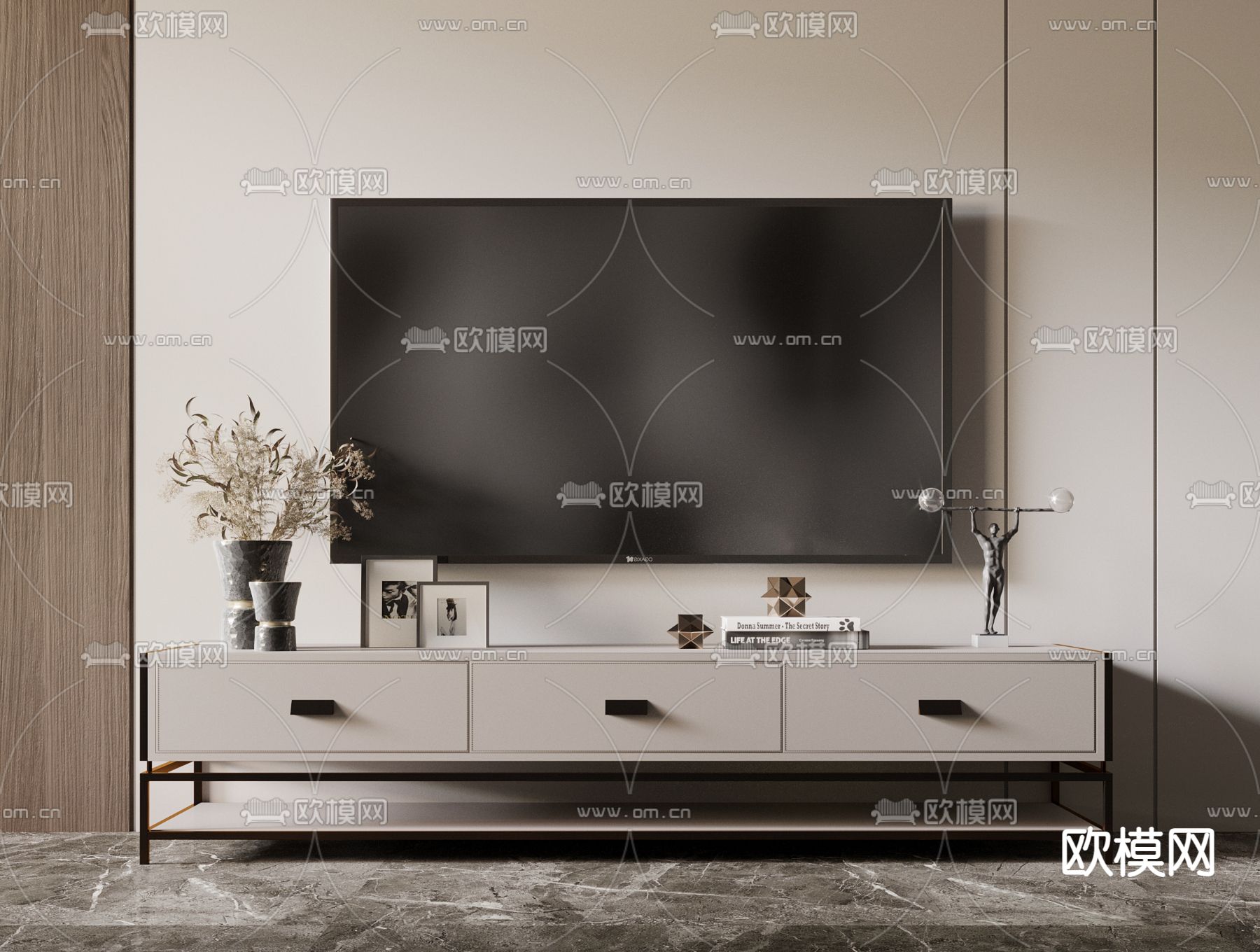 现代轻奢电视柜3d模型下载