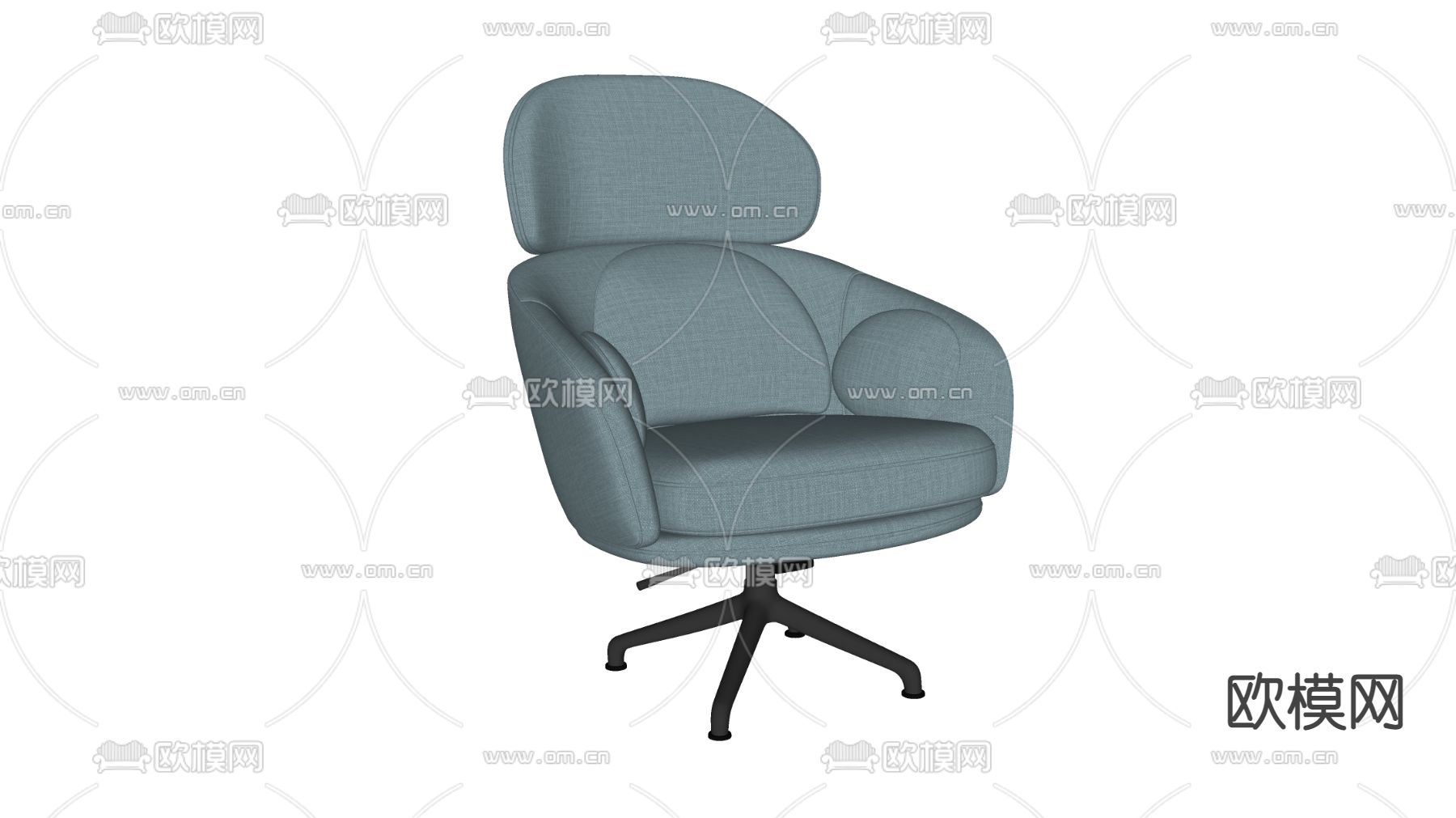 现代布艺办公椅su模型下载（渲染图2）