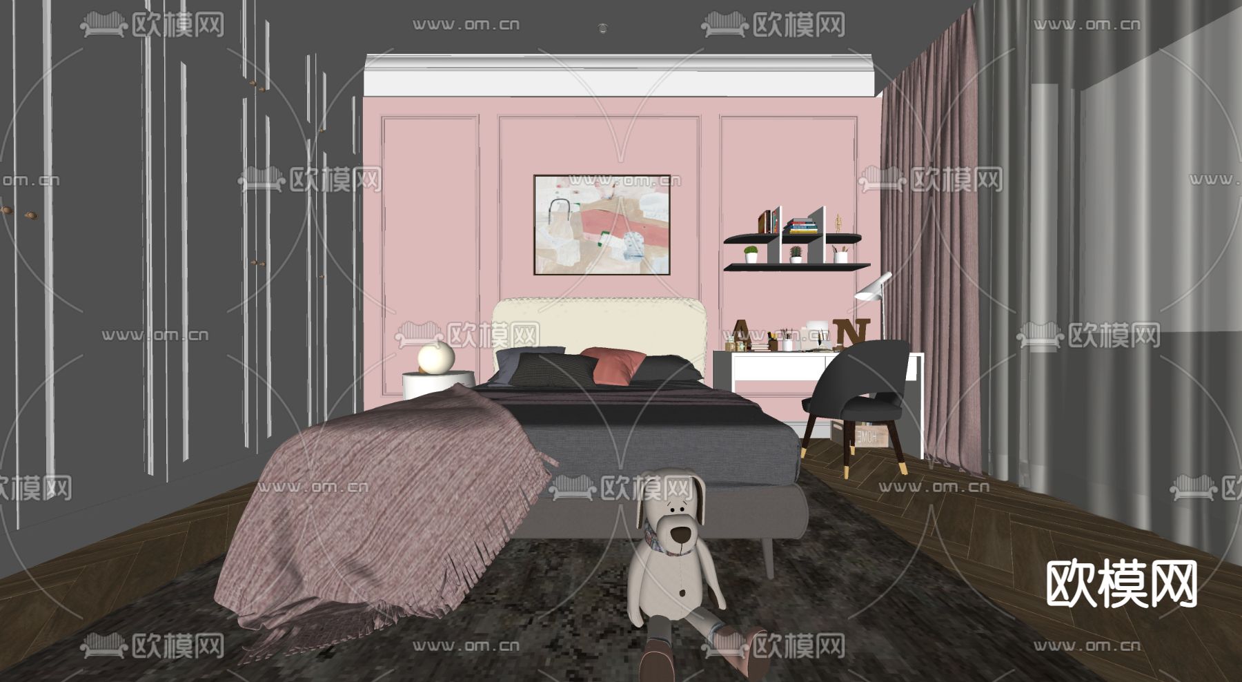 现代女儿房su模型