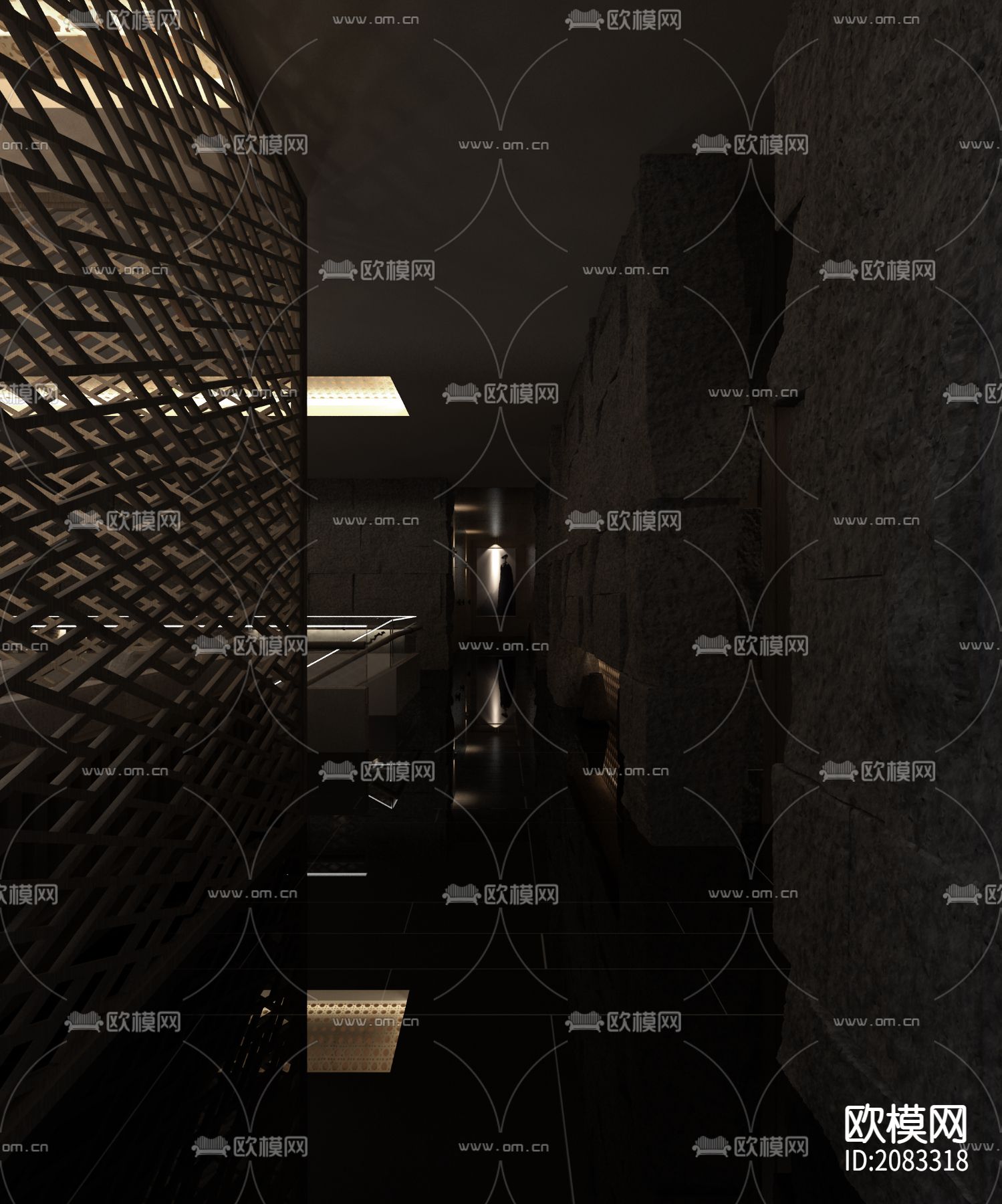 素食馆亮图方案+CAD施工图下载（渲染图4）