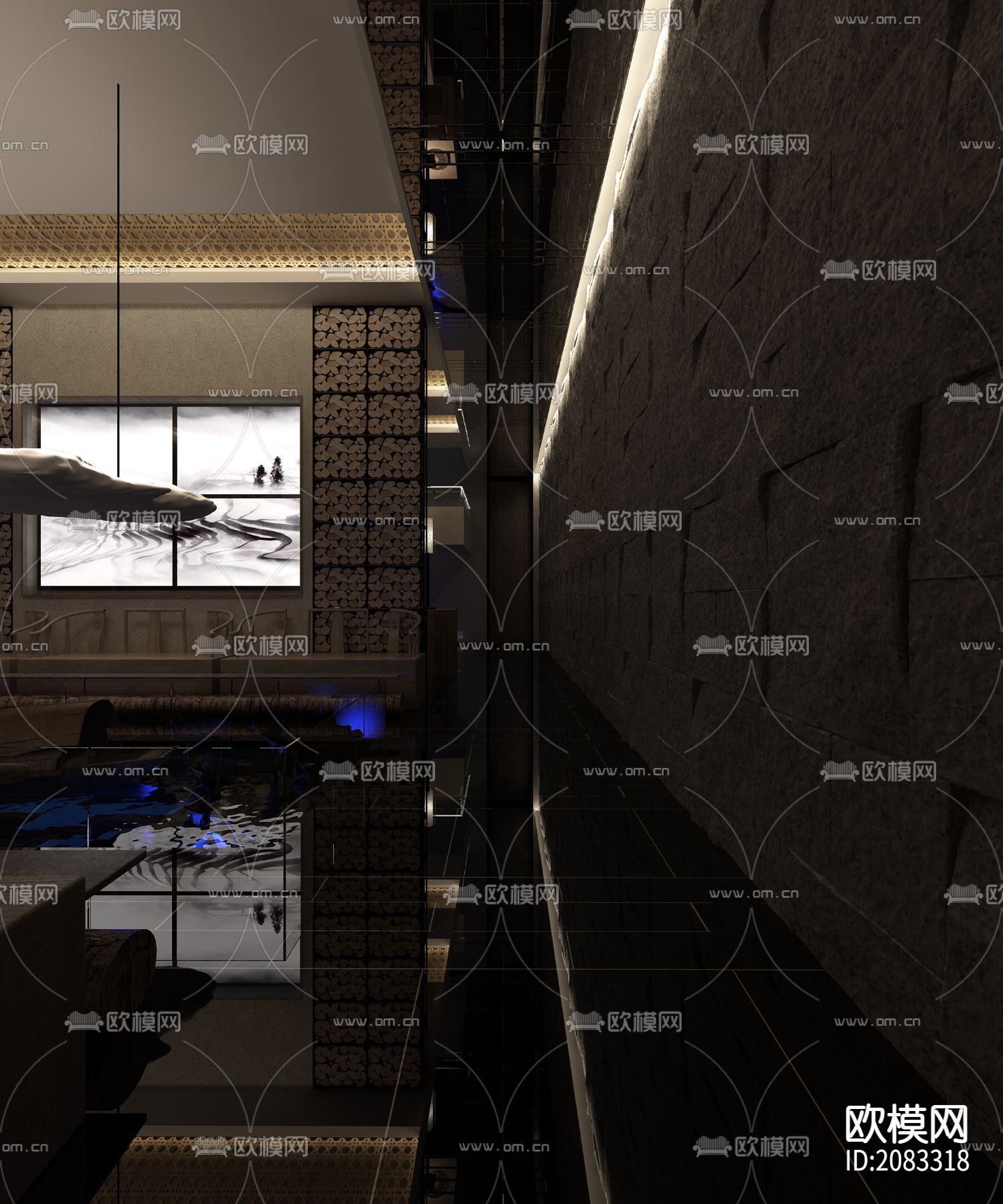 素食馆亮图方案+CAD施工图下载（渲染图5）