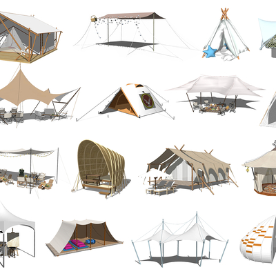  现代露营帐篷野营帐篷su模型 