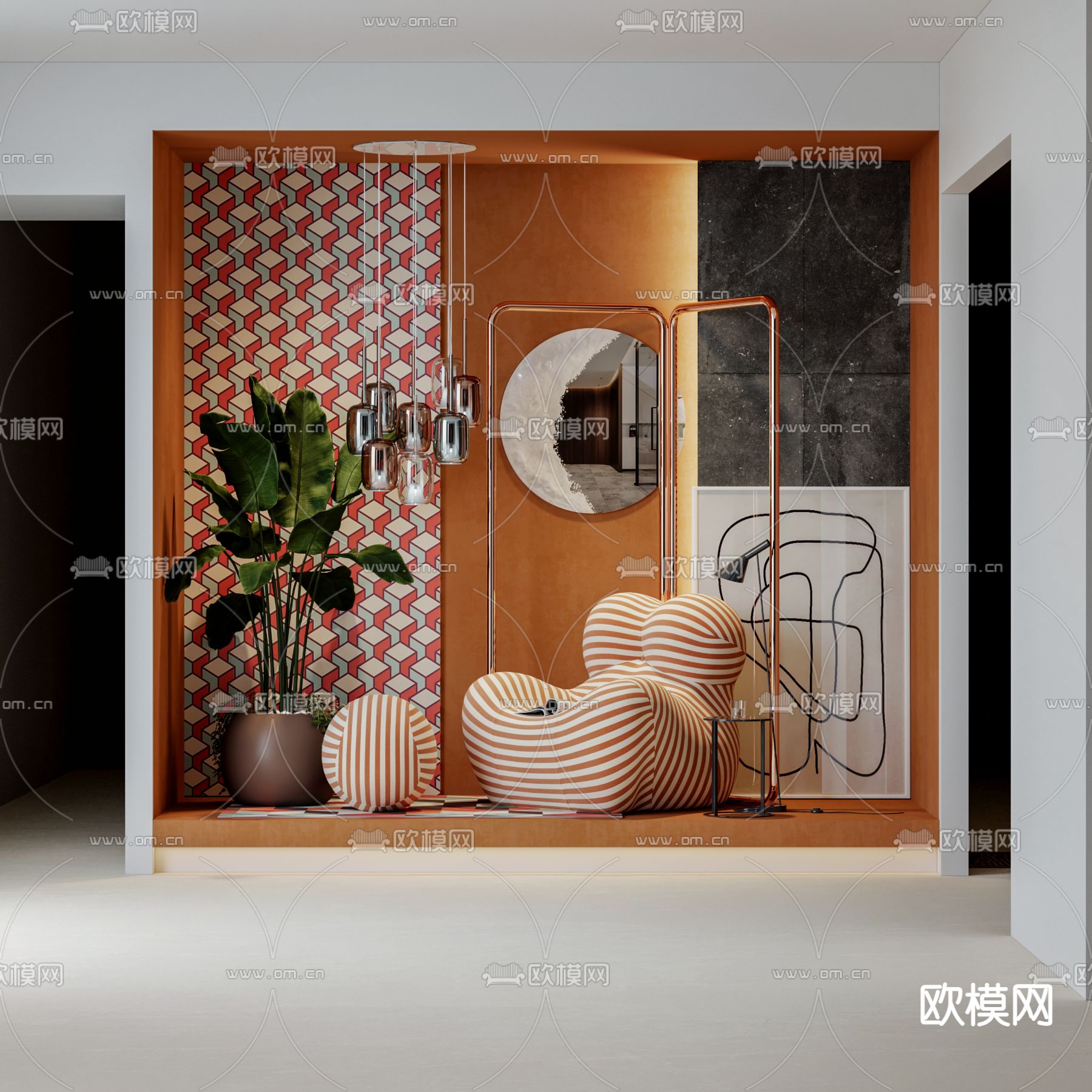 现代软装展示橱窗3d模型下载