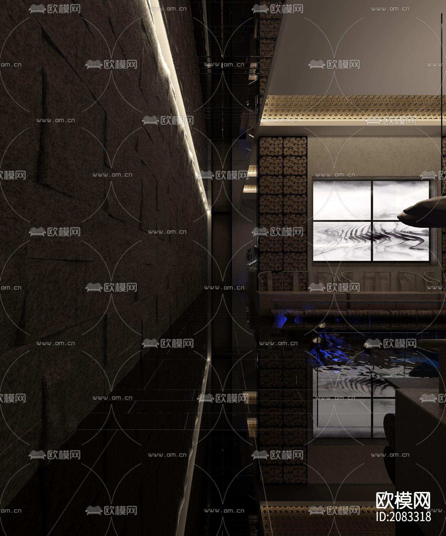 素食馆亮图方案+CAD施工图下载（渲染图7）