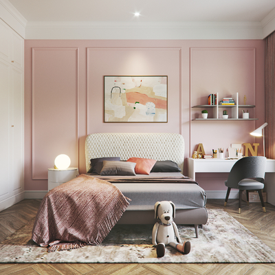 现代女儿房su模型