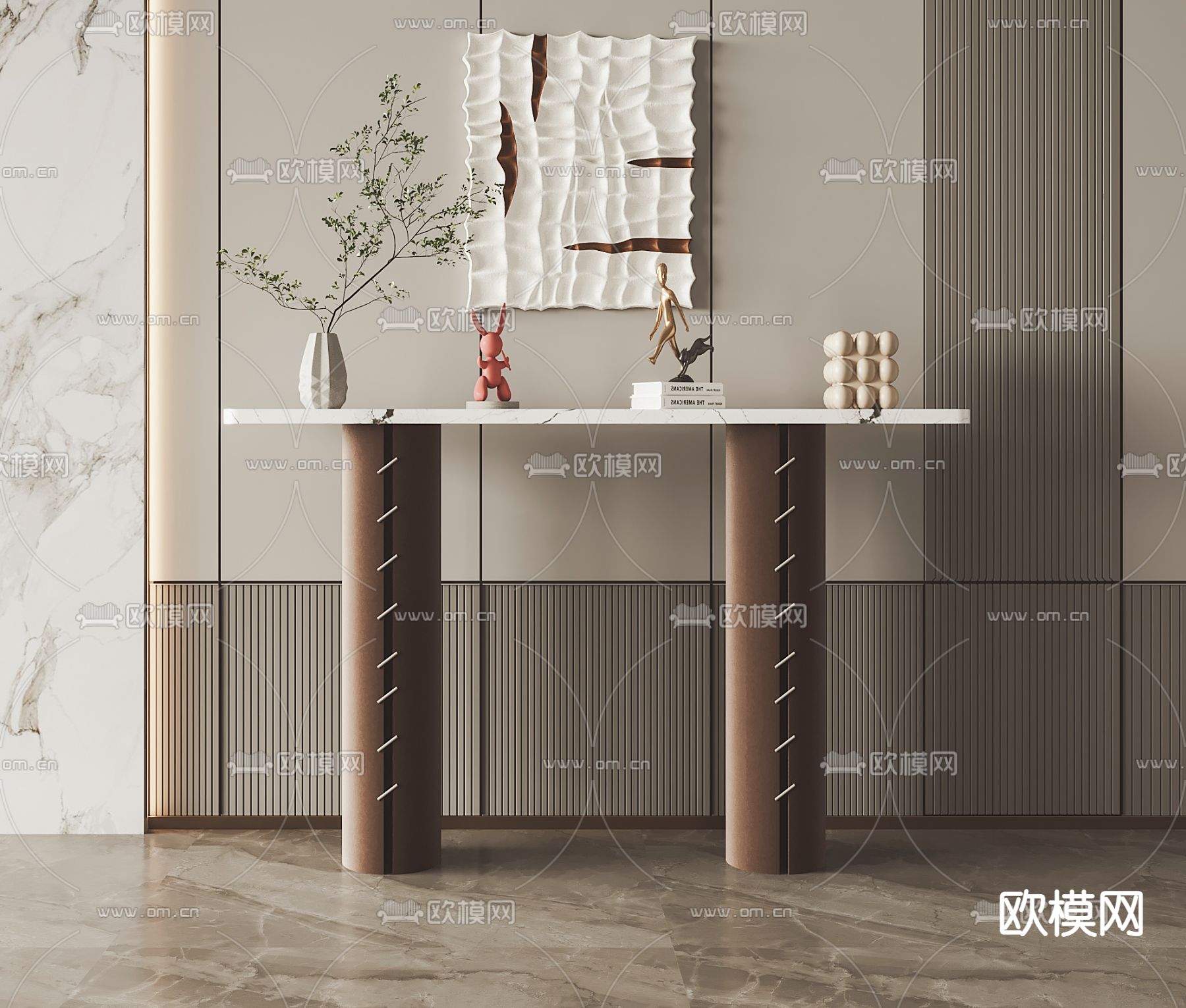 现代大理石端景条案3d模型下载