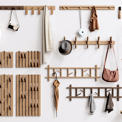  现代挂衣钩衣帽架衣服su模型 