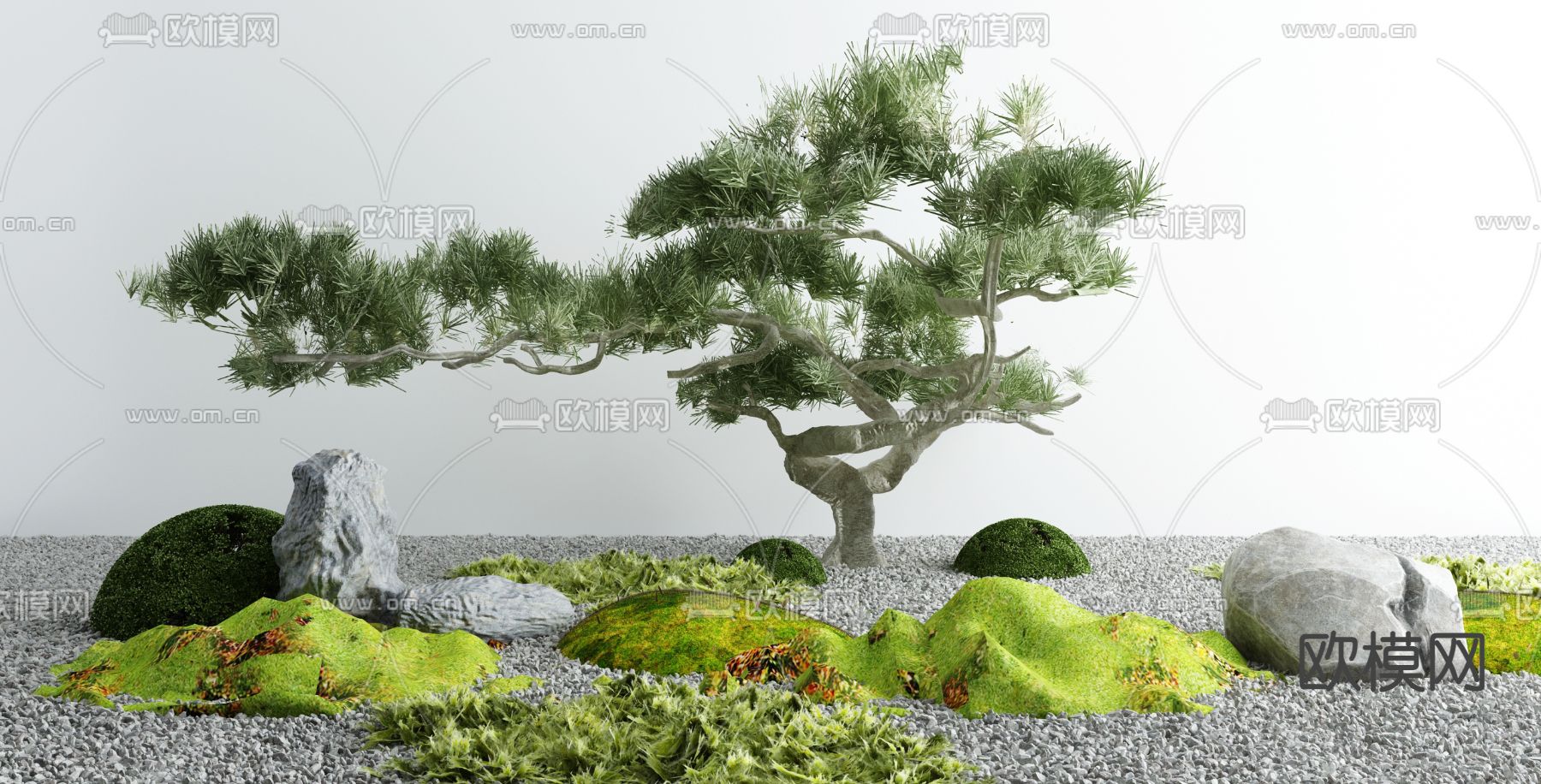 新中式庭院景观小品3d模型下载