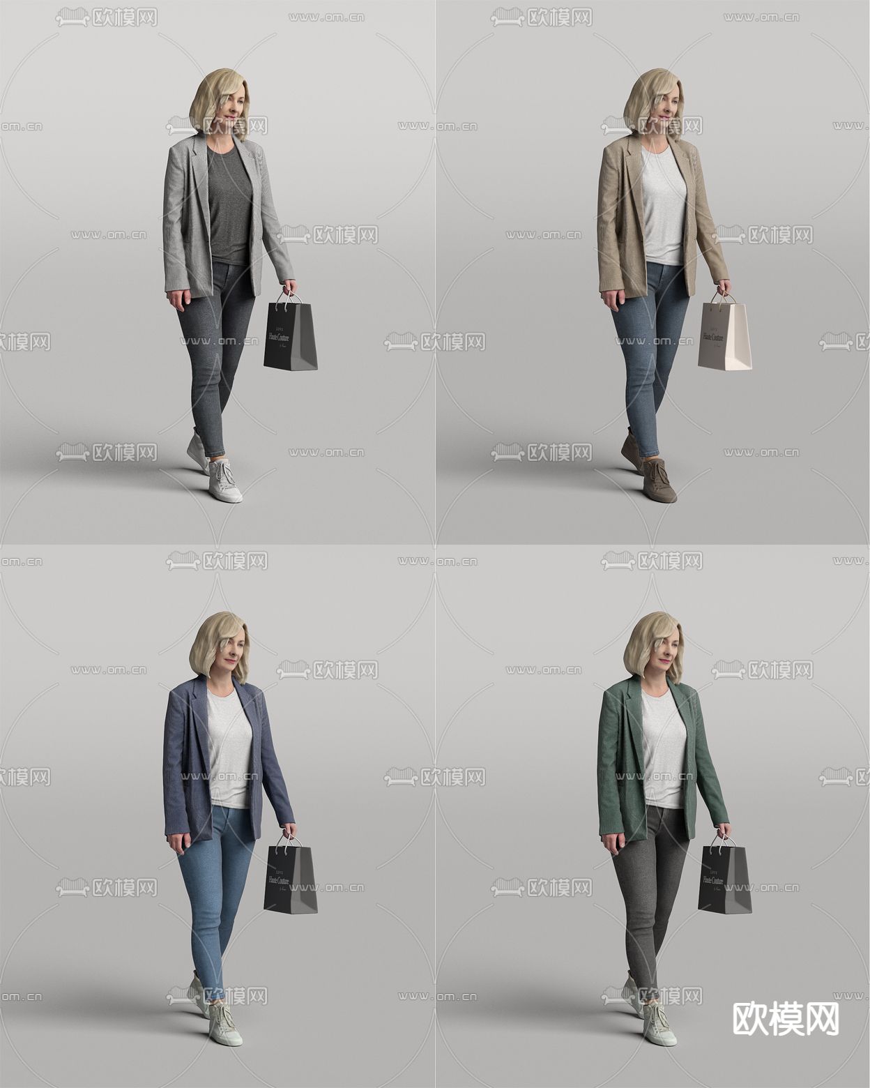 现代女性人物3d模型下载