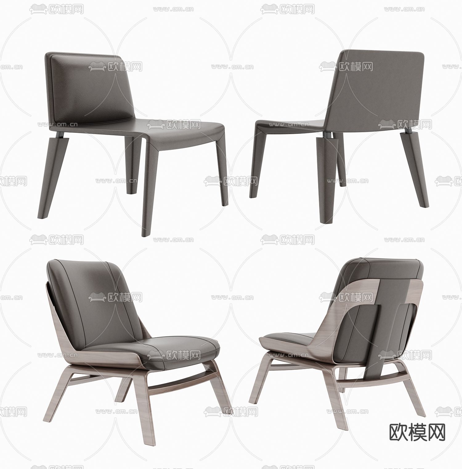 现代皮革休闲椅3d模型下载