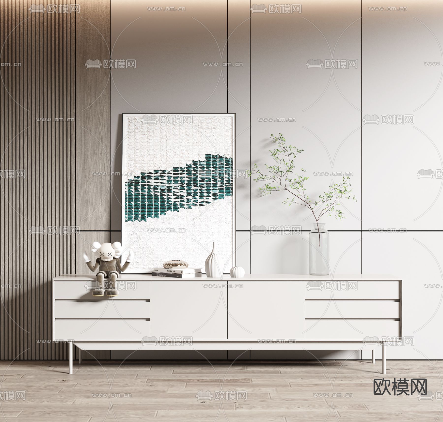 现代轻奢电视柜3d模型下载