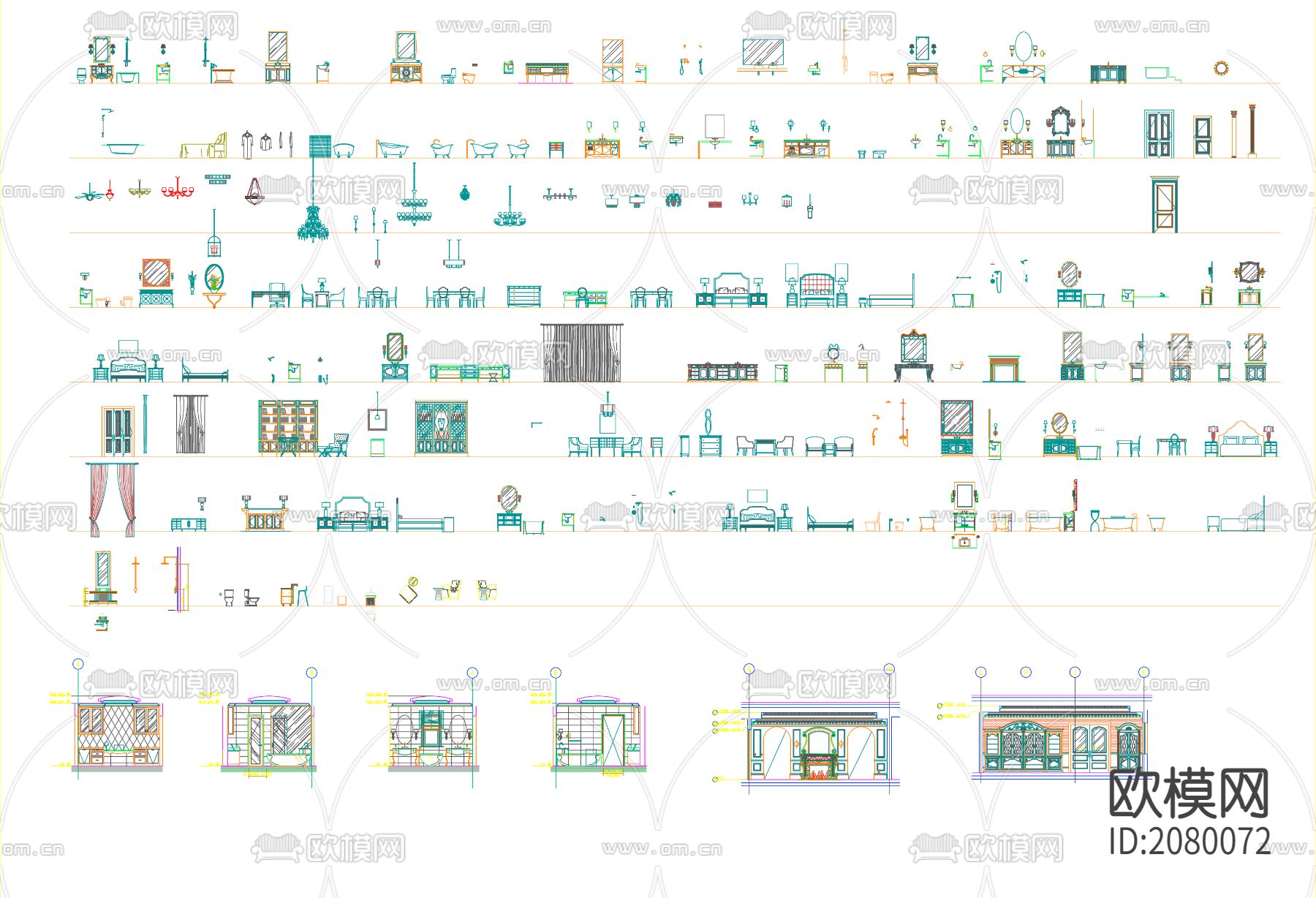欧式CAD立面库块下载