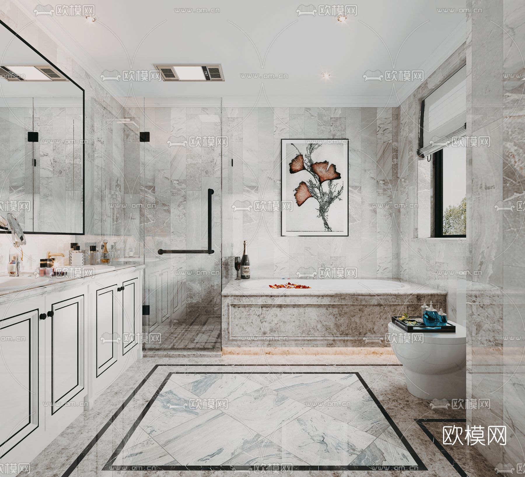 现代卫生间浴室3d模型下载