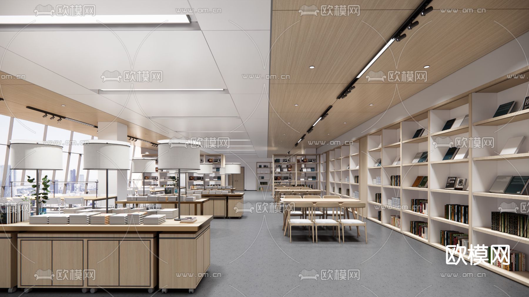 现代图书馆su模型下载（渲染图2）