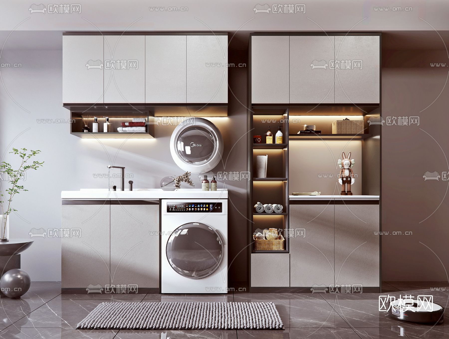 现代洗衣柜浴室柜洗手台3d模型下载