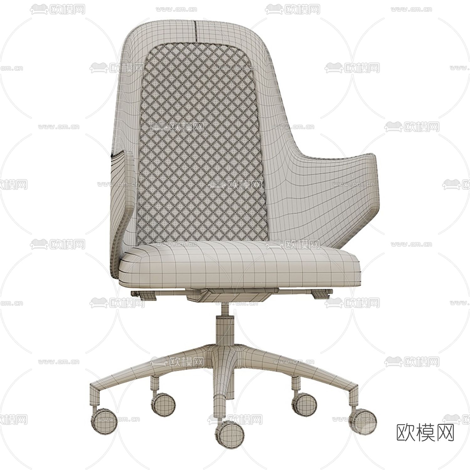 现代皮革办公椅3d模型下载（渲染图2）