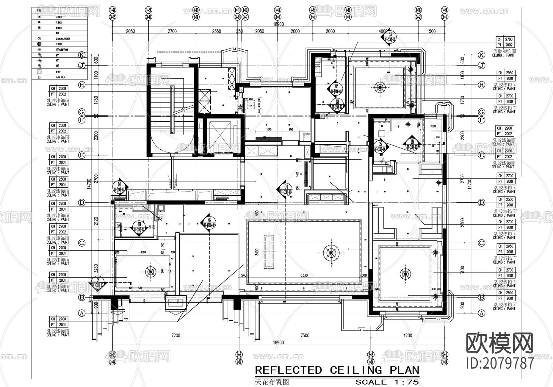 230㎡大平层家装CAD施工图下载（渲染图1）