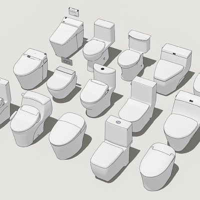  现代马桶座便器su模型 