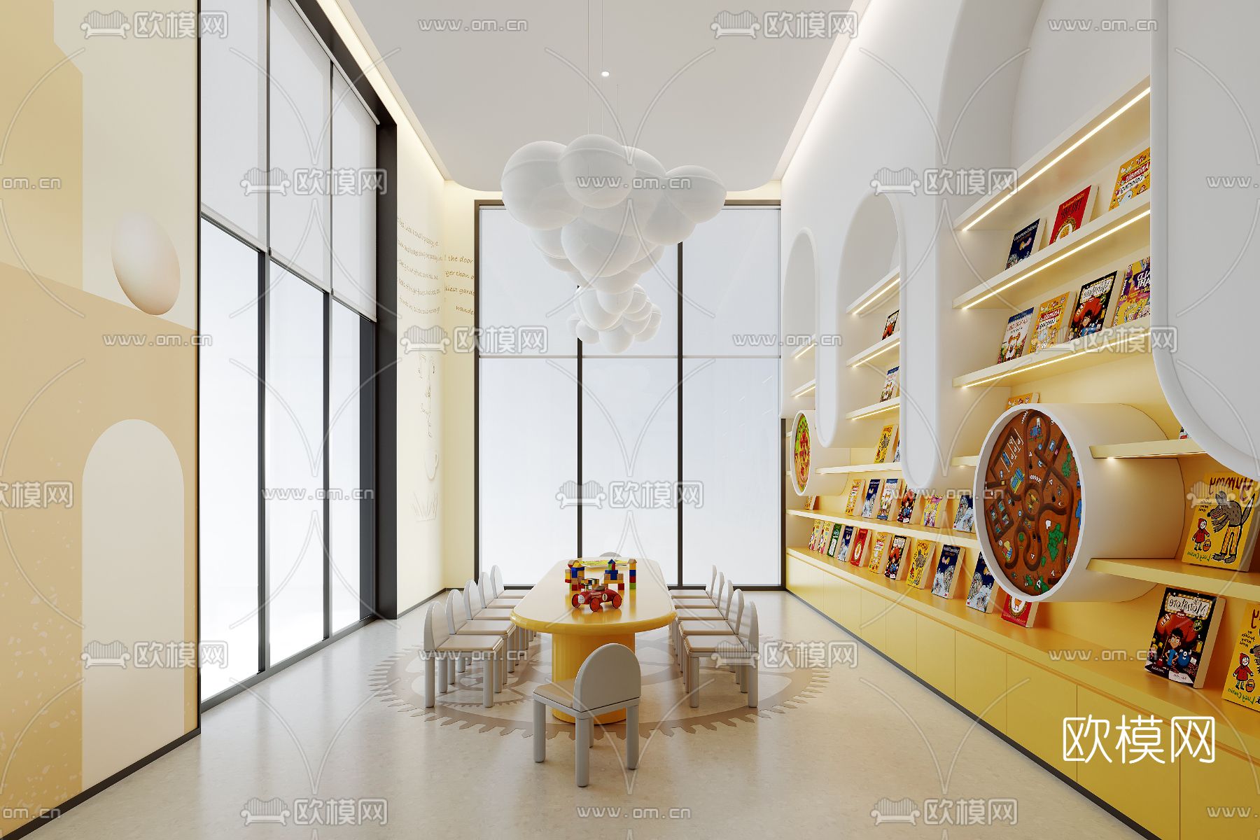 现代图书馆儿童阅读区3d模型