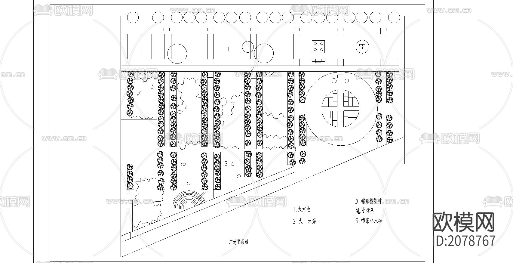 近现代园林设计CAD图纸下载（渲染图1）
