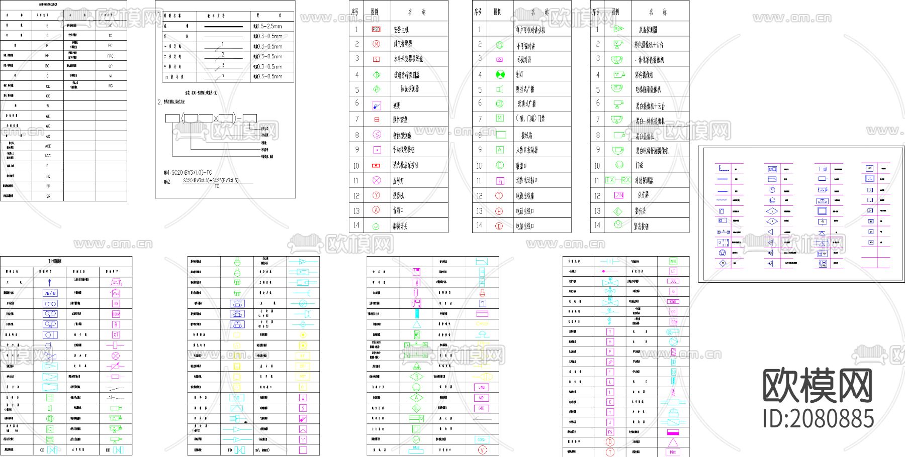 安防系统通用图形符号CAD图库下载