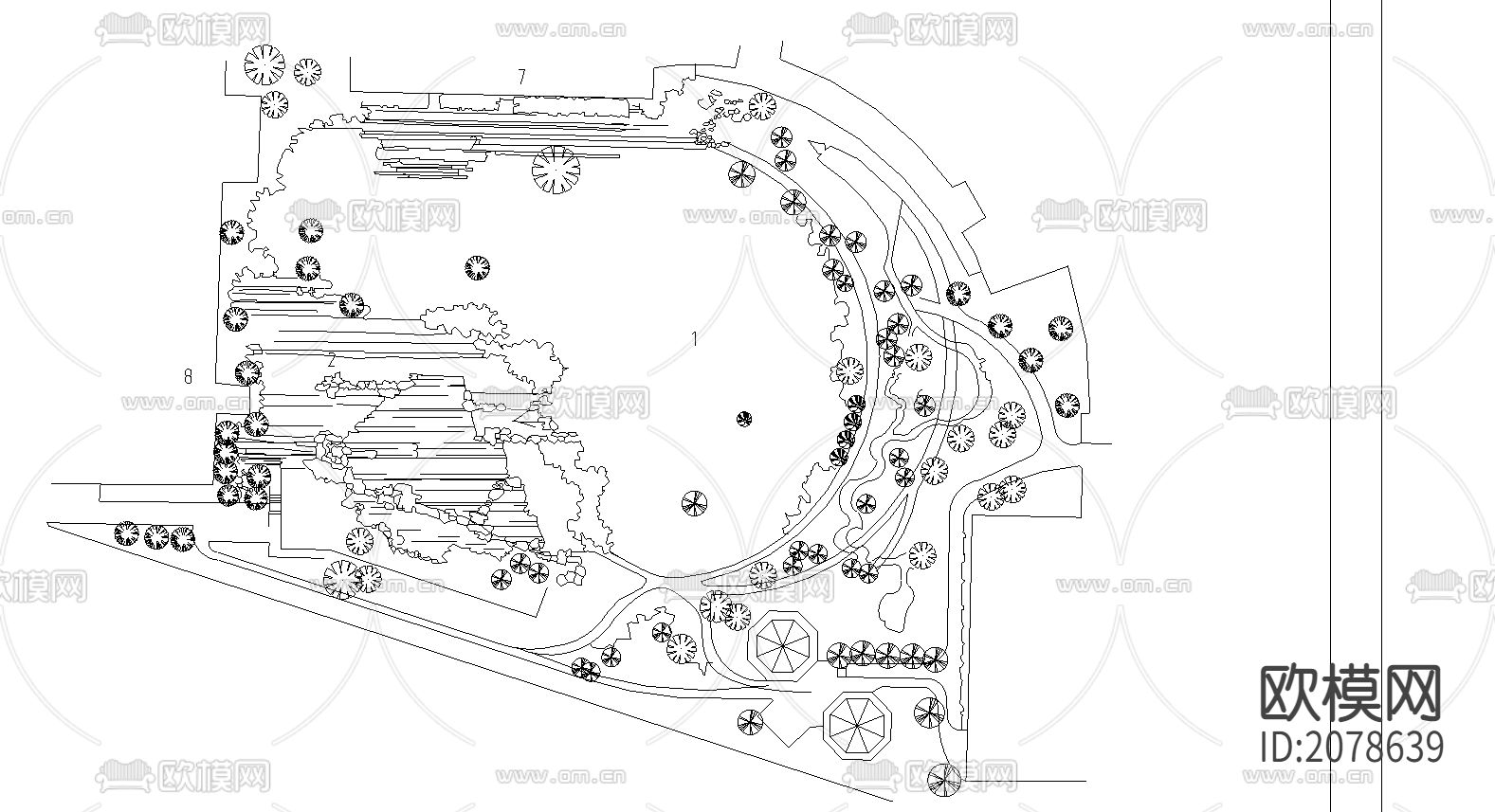 现代园林设计CAD图纸下载（渲染图2）