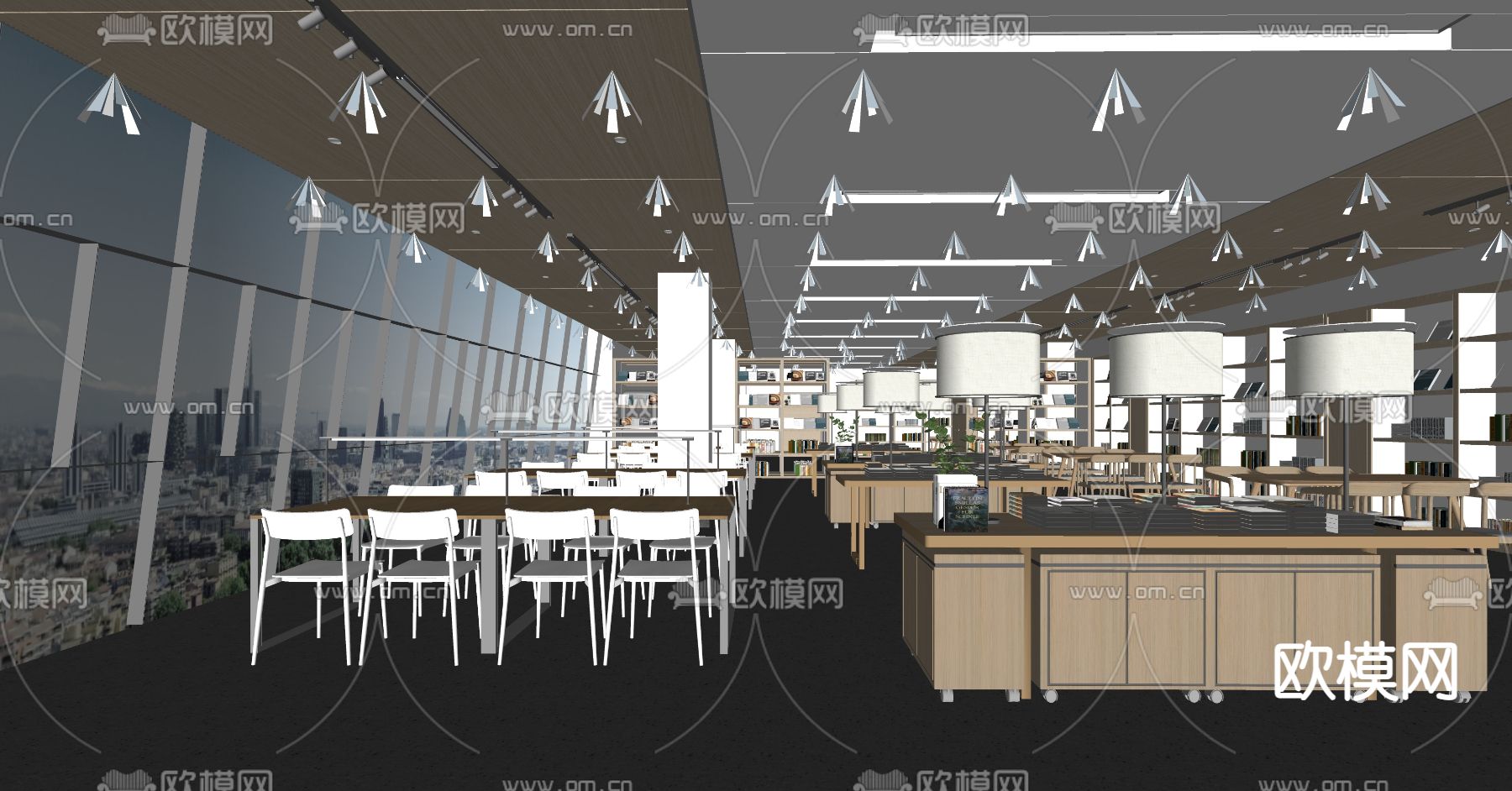 现代图书馆su模型下载（渲染图3）