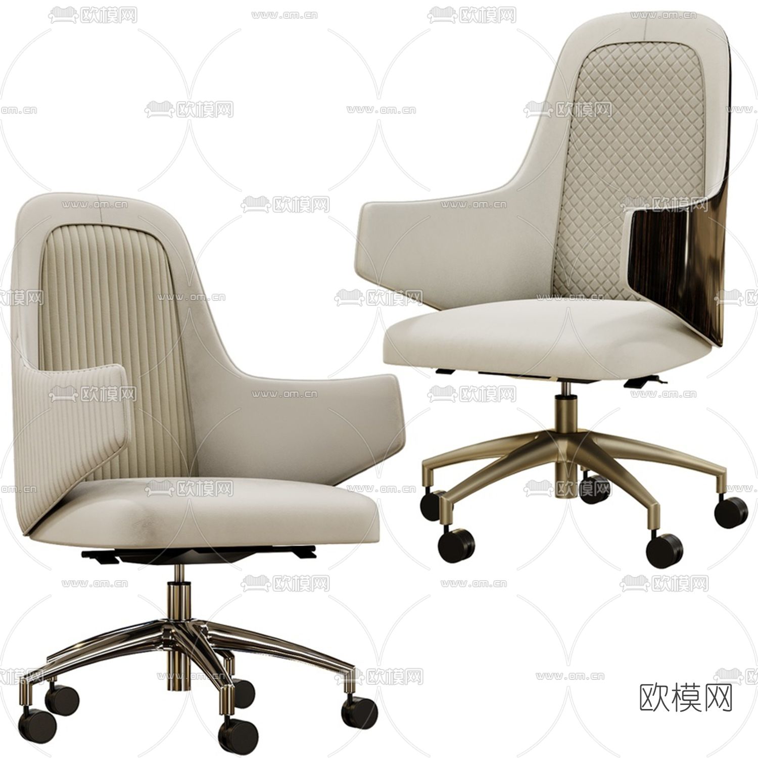 现代皮革办公椅3d模型下载（渲染图1）