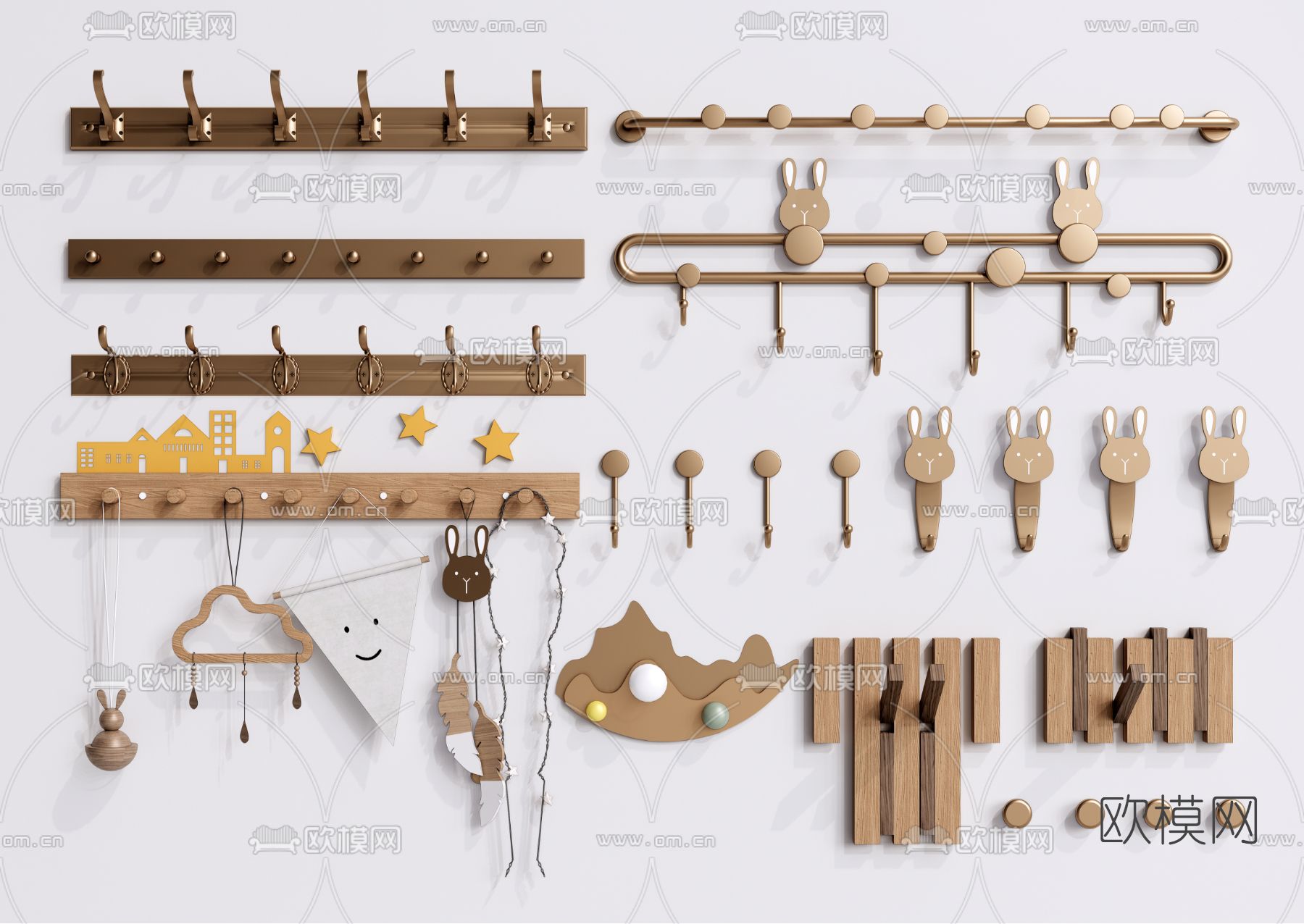 现代金属挂衣钩d模型下载