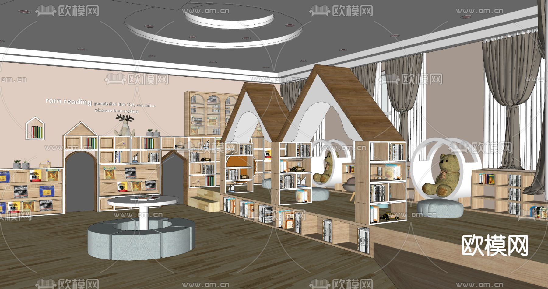 现代儿童书吧阅读区su模型下载（渲染图3）